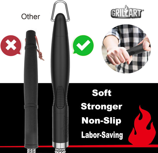 Grill Brush, 18'' Extra-Strong Handle, BBQ Cleaner with Scraper