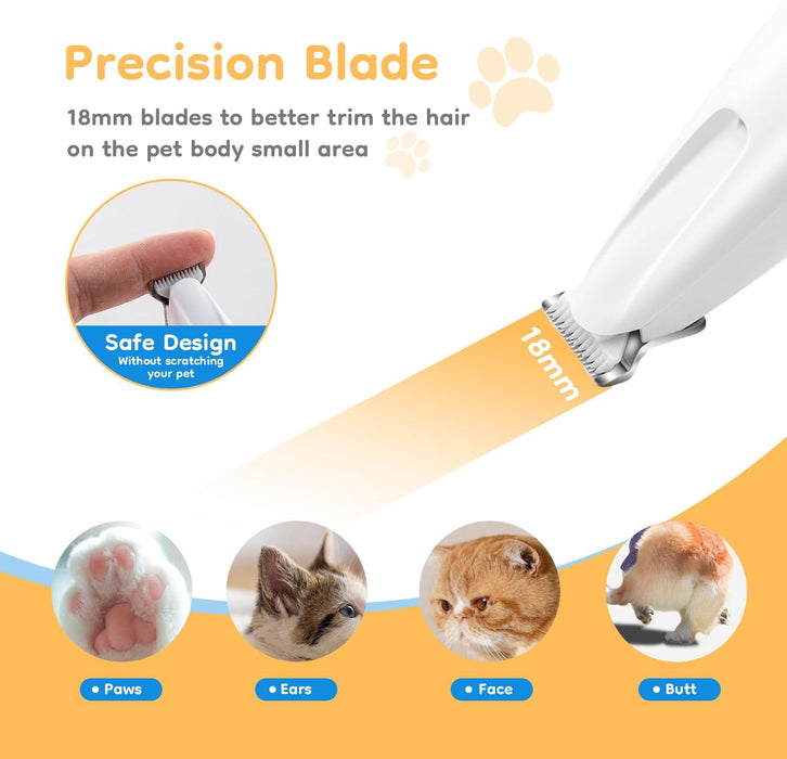 Pet Micro Precision Trimmer, Multifunctional Pet Hair Trimmer Waterproof Rechargeable Shaver with LED Light for Paws Eye