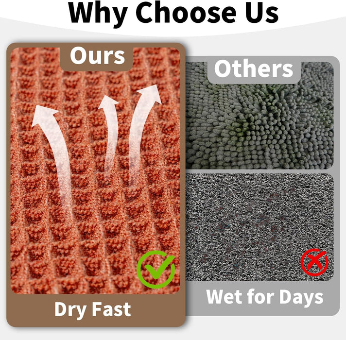 Burnt Orange Bathroom Rug, Fall Waffle Bath Mat Non Slip, 18" x 30"