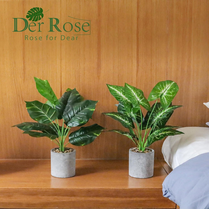 2 Pack 16" Indoor Fake Plants for Desk Shelf Bathroom Decor