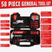 58-Piece Household Tool Set, Home Tool Kit with Storage Case, Red