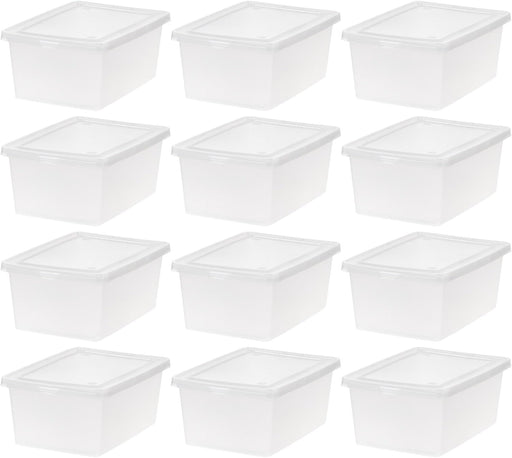 12-Pack 15 Qt Storage Bins with Lids, Clear, Stackable