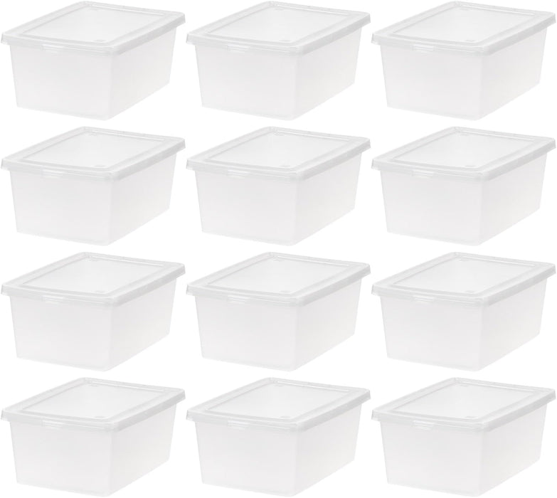 12-Pack 15 Qt Storage Bins with Lids, Clear, Stackable