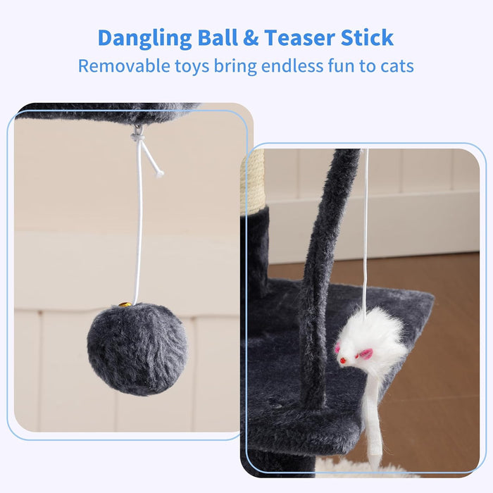 Cat Tree with Toy, 43.3 inch Cat Tower for Indoor Cats HCT004SG