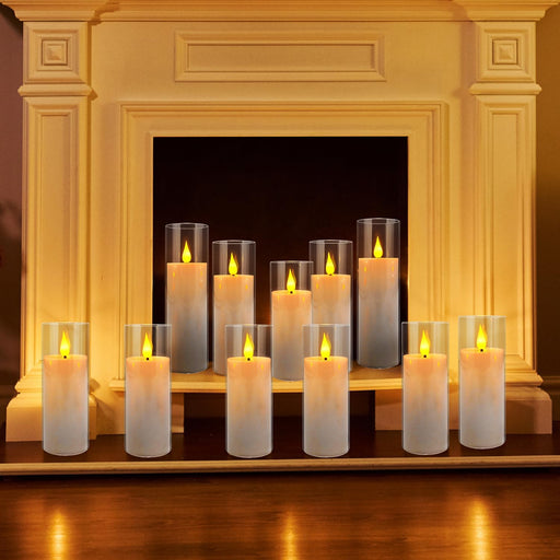 24 Pcs Acrylic LED Flameless Candles with 4 Remote,White,Flickering, Clear, Suitable for Wedding, Party, Home Decoration & Outdoor.