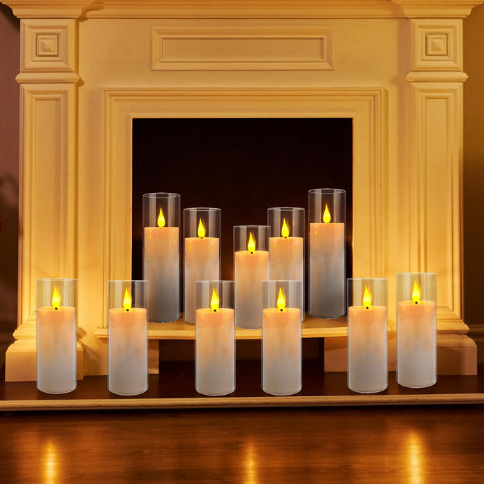 24 Pcs Acrylic LED Flameless Candles with 4 Remote,White,Flickering, Clear, Suitable for Wedding, Party, Home Decoration & Outdoor.