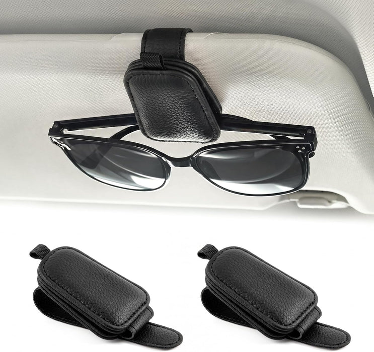 Sunglasses Holder for Car Sun Visor, Magnetic Clip, Black, 2 Pack