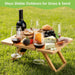 Portable Wine Picnic Table with 5 Wine Glasses Holder, Foldable Champagne Picnic Snack Table, Wine and Cheese Table for Picnic, Camping, Park, Beach, Wine Lover Gift