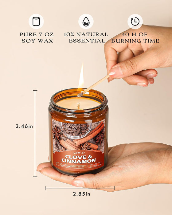 Fall Candles Set - 4 Pack Candles for Home Scented, 28 oz Natural Soy Wax 200 Hour Long Lasting, Autumn Gifts Set for Women Men Fall Fragrance of Pumpkin/Apple Cinnamon/Clove/Wheat Vanilla