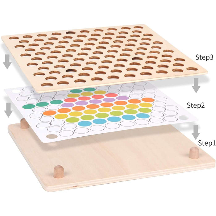 Wooden Color-Sorting Peg Board Toy