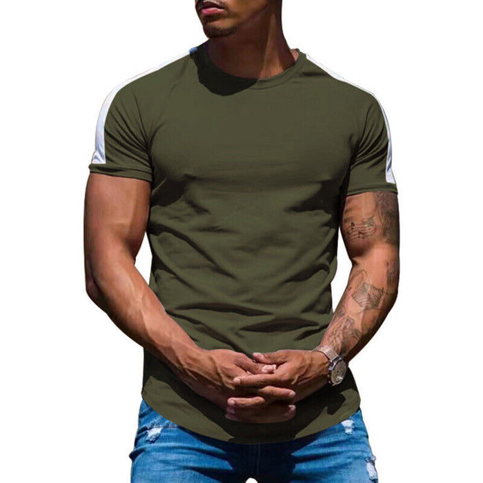 Mens Casual round Curved Hem T-Shirt Men Sport Fashion Short Sleeve T Shirts
