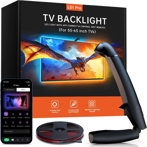 TV LED Backlight with Sensor, 14.7ft Cuttable RGB Lights that Change with TV for 55-65 Inch Screen and PC Monitor, Smart