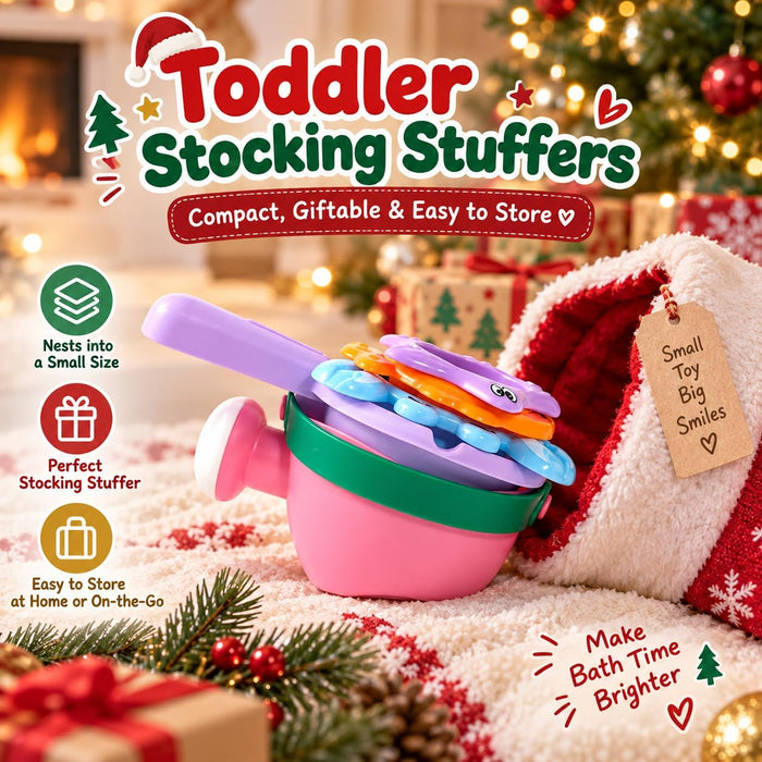 Toddler Bath Toys for Kids Ages 1-3 Stack, Scoop & Pour Set 5PCS