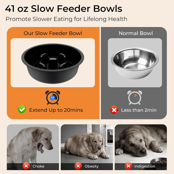 Mess Proof Elevated Dog Bowls 4 Height Adjustable Raised Stand