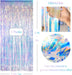 Iridescent Party Streamers Backdrop -  Neon Transparent Holographic Tinsel Foil Fringe Curtain for Mermaid/Frozen/Sea/Euphoria/ERAS Party Theme Decorations 3.2ft x 6.5ft 2 PCS