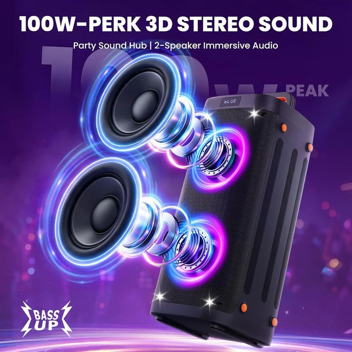 Party Speaker Bluetooth Wireless, Portable Karaoke Speaker with Microphone