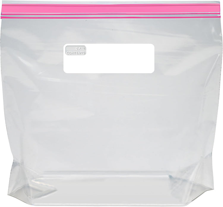 Reclosable Gallon Food Storage Bags with Double Zipper Seal, Stand and Fill Base, BPA Free, 120 Count