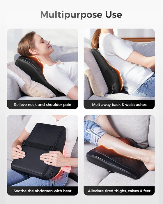 Back Massager with Heat, 3D Kneading Massage Pillow for Back, Neck, Shoulder, Leg Pain Relief Deep Tissue, Gifts for Women Men Mom Dad
