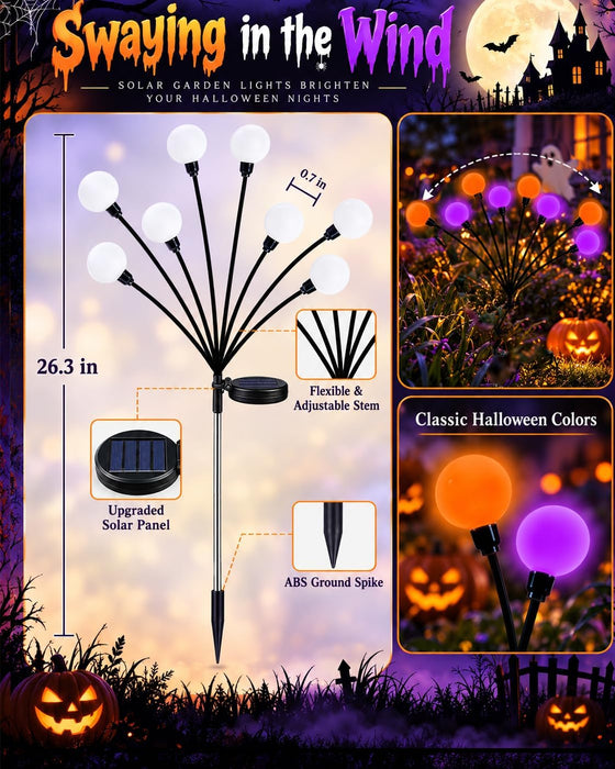 6 Pack Halloween Solar Lights Outdoor, Halloween Decorations Firefly Lights