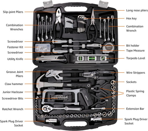 173-Piece General Household Hand Tool Set with Storage Case, Portable Tool Kit for Home Maintenance and Everyday Repairs