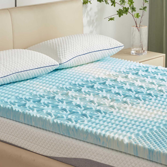 5-Zone Memory Foam Mattress Topper, 2 Inch Twin, Blue