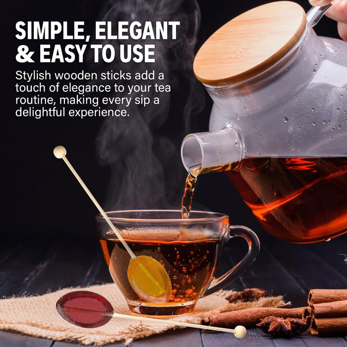 Honey Spoon Gift Set – Spoons & Lollipops on Wooden Ball Sticks – Gluten-Free, Made in USA Stirrers for Tea, Coffee, & Hot Beverages - Individually Wrapped (6-Count, Clover Honey)