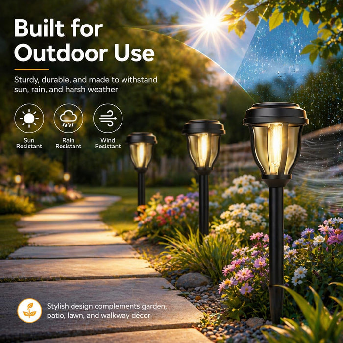 12 Pack Solar Lights Outdoor, Solar Pathway Lights Auto On/Off Waterproof Garden Landscape Lighting for Path, Yard, Walk