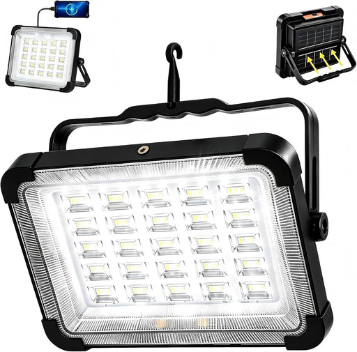 Solar Rechargeable Camping Work Light, 7200mAh Portable Flood Light