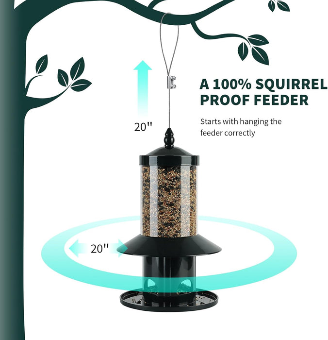 Squirrel-Proof Bird Feeder 360° Feeding Perch Tray for Outdoor Hanging