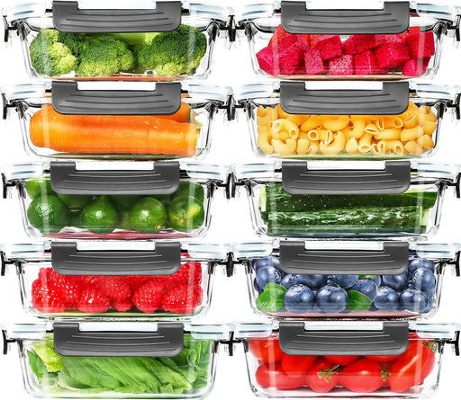 10 Pack Glass Meal Prep Containers, 22 OZ Glass Airtight Food Storage Containers with Lids, Pantry Kitchen Storage Conta