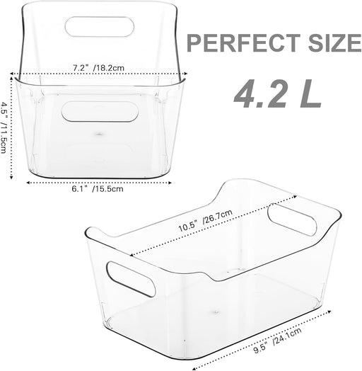12 Pack Plastic Storage Bins, Multi-Use Organizer Bins, Pantry Organizer, Clear Storage Containers for Home, Kitchen, Of