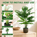 28" Fake Plants, Monstera Plant in Black Gold Pot for Home Decor