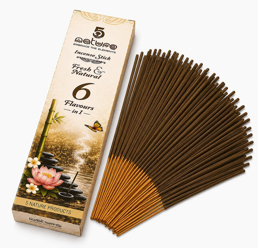 Premium Organic Incense Sticks Variety Pack of 6 | Assorted Natural Essential Oils Fragrance Agarbatti Set for Home Decor, Yoga Room, Aromatherapy & Daily Pooja