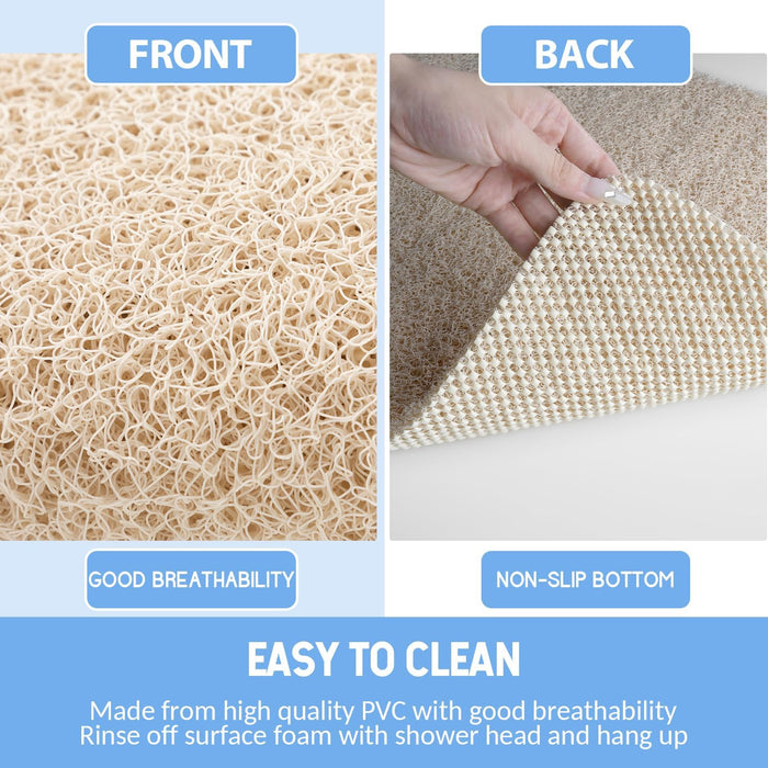 Non Slip Bathtub Mat, Anti Slip Shower Mat, Fast Drying Bath Tub Mats, Foot Scrubber Mat, Anti Slip Mat for Tub, Floor, Bathroom, Home, Kitchen, Hotel (Beige 24"x16")