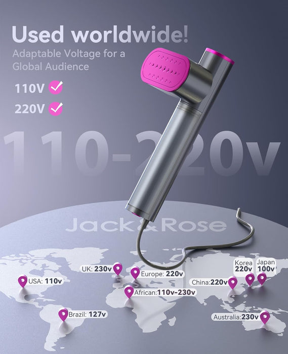 Jack ＆ Rose Travel Steamer for Clothes,100-220V Portable Iron,15s Heat Up,Steamer ＆ Iron 2 In 1, Travel Size,Large Ceram