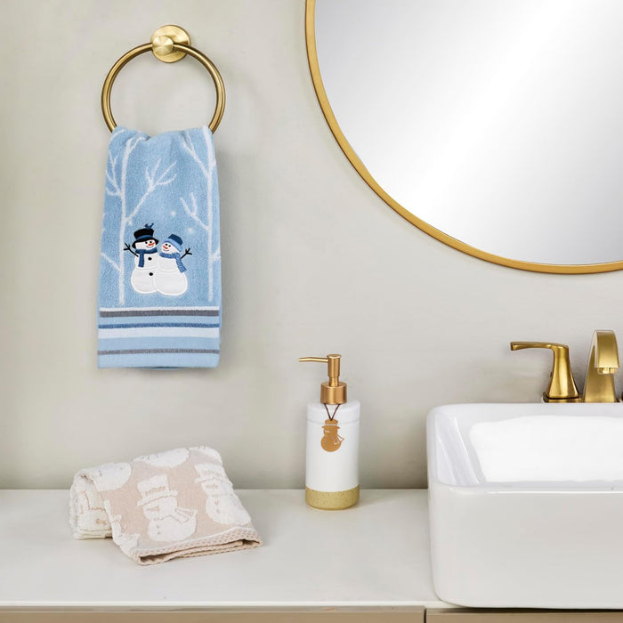 Christmas Winter Friends Snowman Hand Towel Set-2pc, Blue