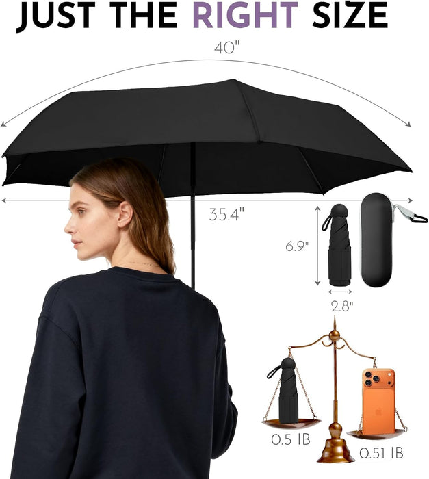 Umbrella Travel Size Mini Umbrella with UPF 100+ UV Rain Protection