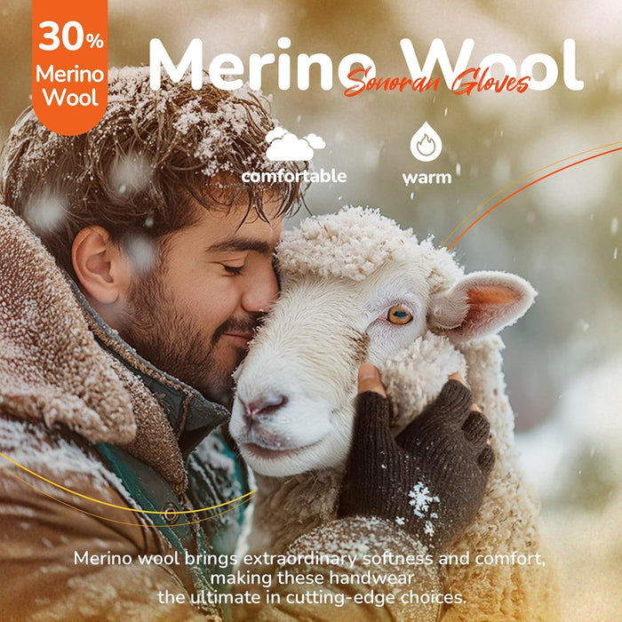 Merino Wool Fingerless Gloves for Men Women Half Finger Gloves Thermal Soft Knit Liner for Hunting Fishing Hiking