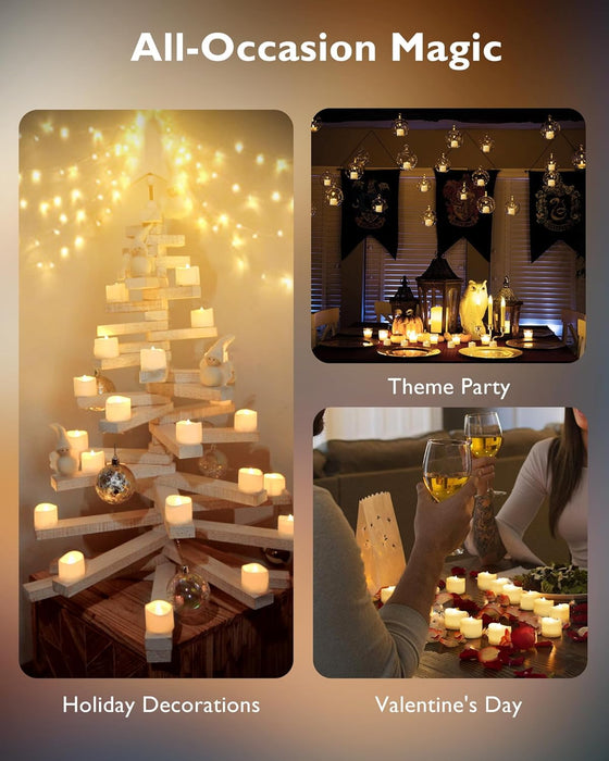 24Pcs Flickering Flameless Candle Battery Operated, 200+Hours Fake Electric LED Tea Lights for Votive, Centerpiece Table Decorations, Wedding, Aniversary, Halloween, Christmas