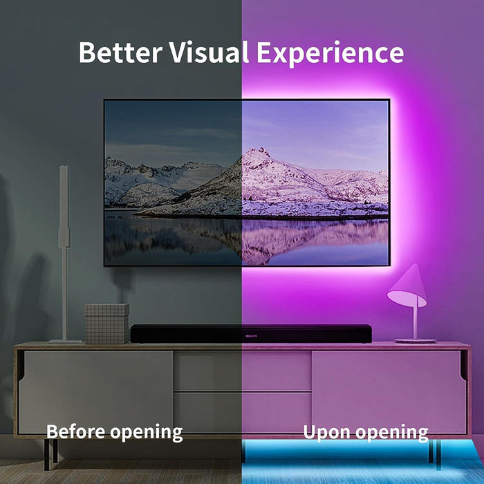 LED Lights for TV, 16.5ft TV led Backlight for 45-75 Inch TVs RGB TV Backlight Behind Music Sync Smart APP & Button Cont