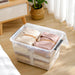 60Qt*4 Plastic Storage Bins, Storage Box, 4 Pack, Organizing Container with Wheels, Durable Lids and Secure Latching Buckles, Stackable and Nestable, Clear with Black Buckle