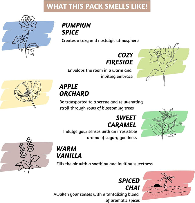 Premium Fall Incense Sticks Vanilla, Pumpkin Spice, Pack of 6