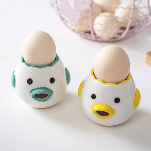 Egg Yolk Separator, HQ Creative Ceramics Cute Little Chicken Egg Yolk White, Funny Style Simple Automatic Separation Baking Assistant Tool (Upgrade Yellow Chick)