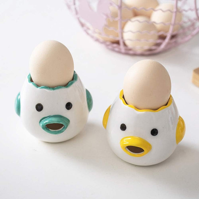 Egg Yolk Separator, HQ Creative Ceramics Cute Little Chicken Egg Yolk White, Funny Style Simple Automatic Separation Baking Assistant Tool (Upgrade Yellow Chick)