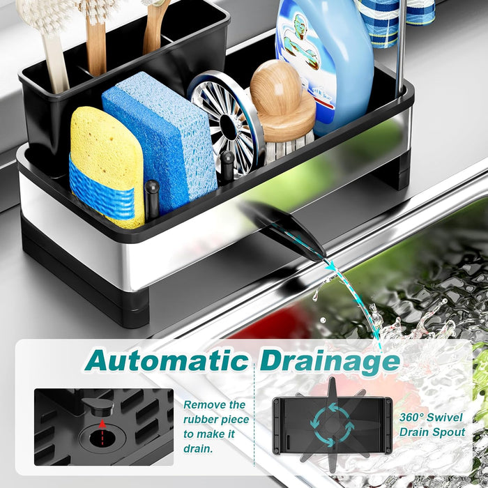 Stainless Steel Sink Caddy, Sponge Holder for Kitchen Sink 9.8″