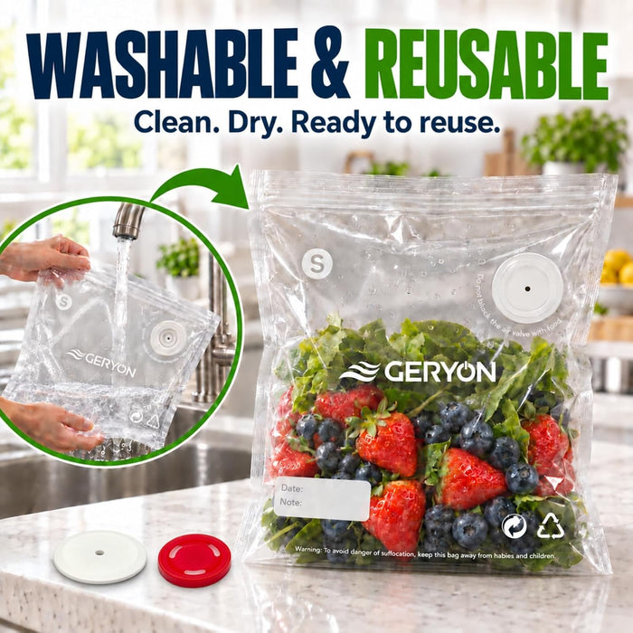 Vacuum Sealer Bags for Food, 40 Pack Reusable Vacuum Seal Bags with Air Valve, BPA-Free Food Vacuum Seal Bags Compatible with Handheld Vacuum Sealer for Sous Vide, Meal Prep and Freezer Storage