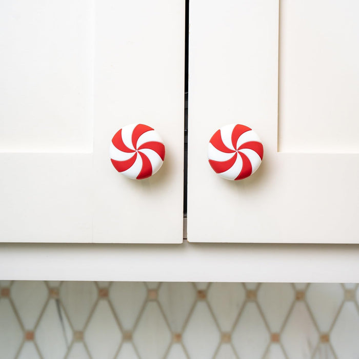 12pk Red Peppermint Decorative Knob Covers for Christmas Holiday