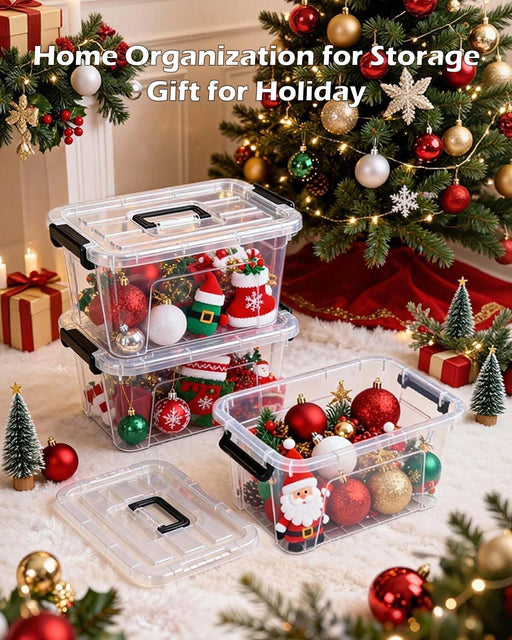 7Qt Clear Plastic Storage Bins with Lids,Transparent Design,6 Pack