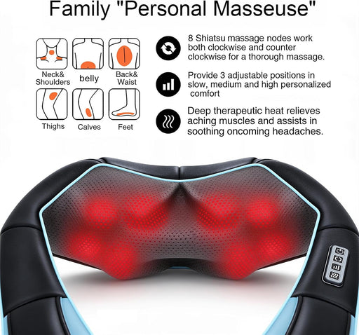 Women Men Gifts, Shiatsu Back Shoulder & Neck Massager with Heat