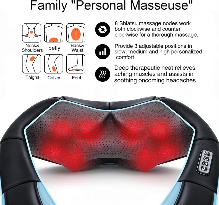 Women Men Gifts, Shiatsu Back Shoulder & Neck Massager with Heat